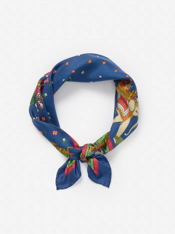 Scarves Women JMcLaughlin Nikka Silk Kerchief In Palace Pictorial Navymulti