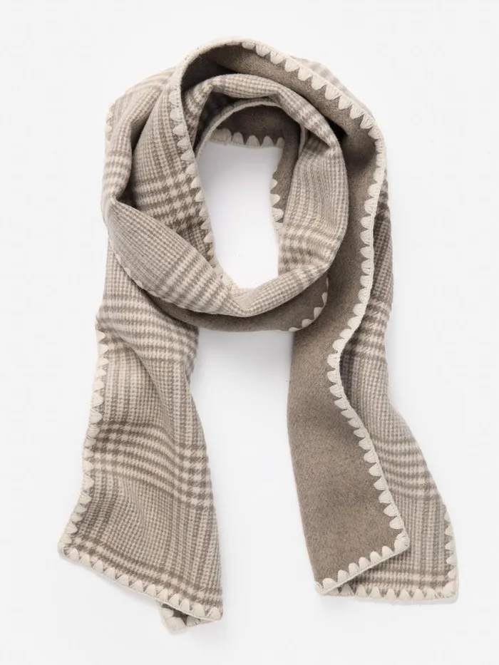 Scarves Women JMcLaughlin Valais Scarf In Glen Plaid Off Whitegray