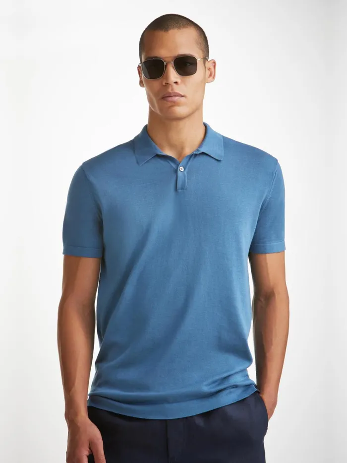 Sea Island Cotton Polo Shirts Men Derek Rose Polo Shirt Jacob Sea Island Cotton Blue Sea Island Cotton Polo Shirts Men Derek Rose Polo Shirt Jacob Sea Island Cotton Blue