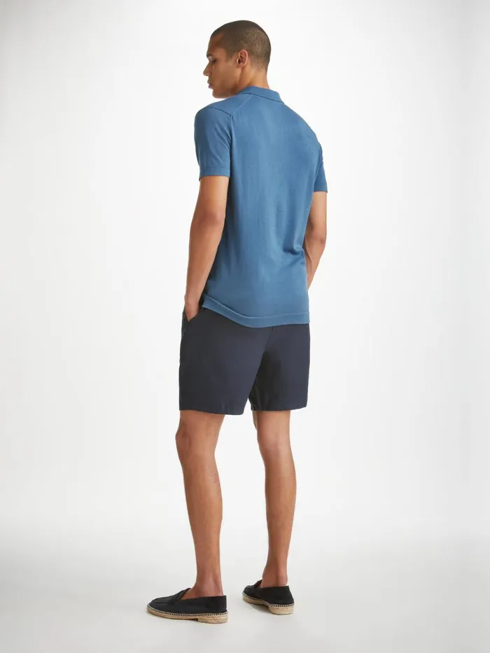 Sea Island Cotton Polo Shirts Men Derek Rose Polo Shirt Jacob Sea Island Cotton Blue