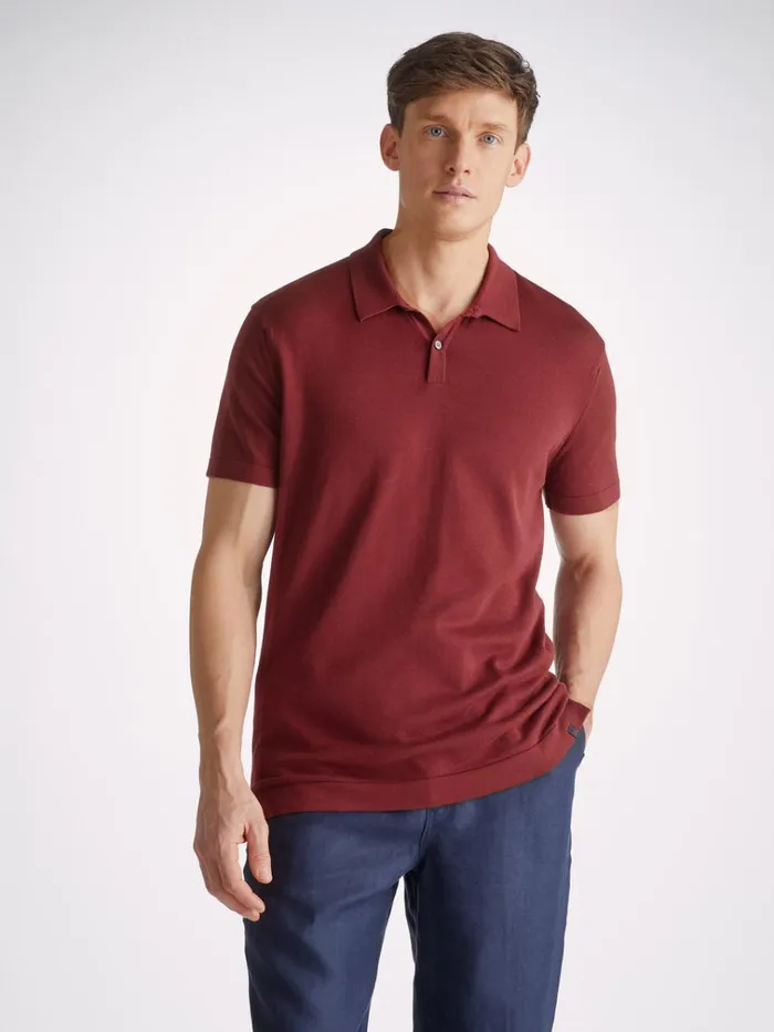 Sea Island Cotton Polo Shirts Men Derek Rose Polo Shirt Jacob Sea Island Cotton Burgundy Sea Island Cotton Polo Shirts Men Derek Rose Polo Shirt Jacob Sea Island Cotton Burgundy