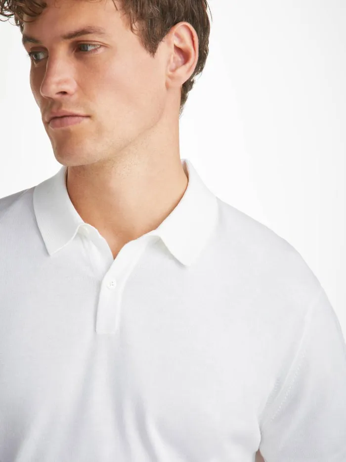 Sea Island Cotton Polo Shirts Men Derek Rose Polo Shirt Jacob Sea Island Cotton White