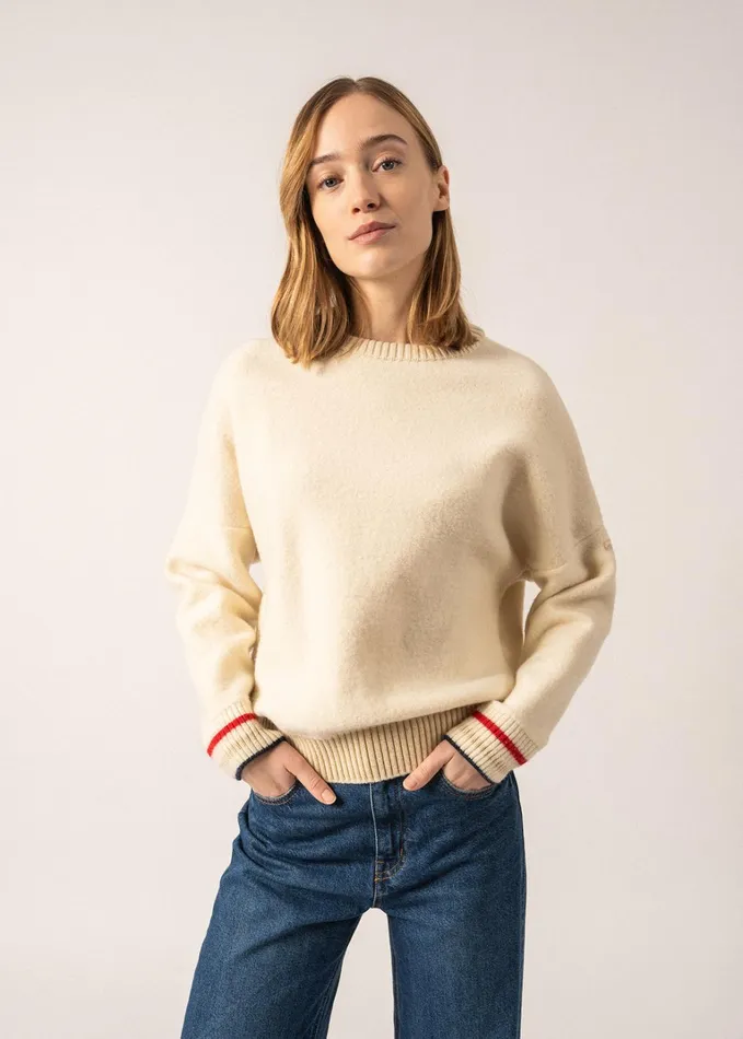 Selune Wool Sweatshirt Ecru Women Saint James Breton Sweaters