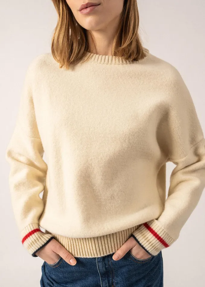 Selune Wool Sweatshirt Ecru Women Saint James Breton Sweaters