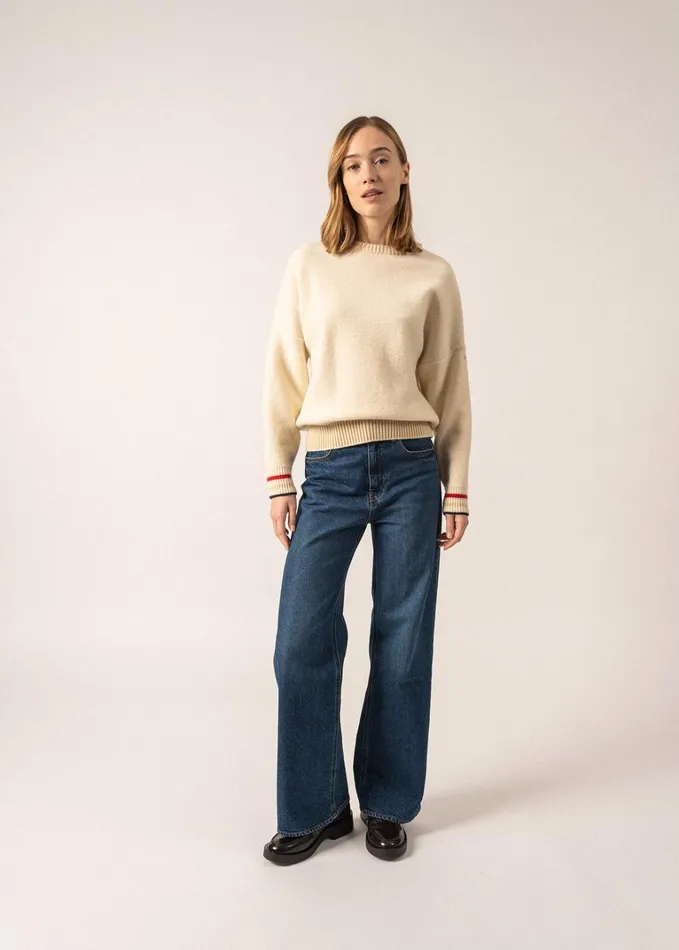 Selune Wool Sweatshirt Ecru Women Saint James Sweaters Cardigans and Jackets