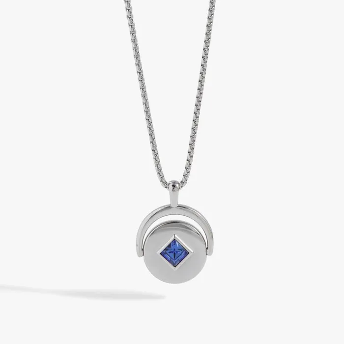 September Birthstone And Flower Flip Charm Necklace Stainless Steel Silver Women Alex And Ani Birthday