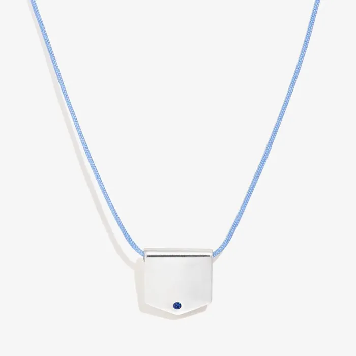 Shield Cord Necklace Sky Blue Shiny Silver Women Alex And Ani Necklaces