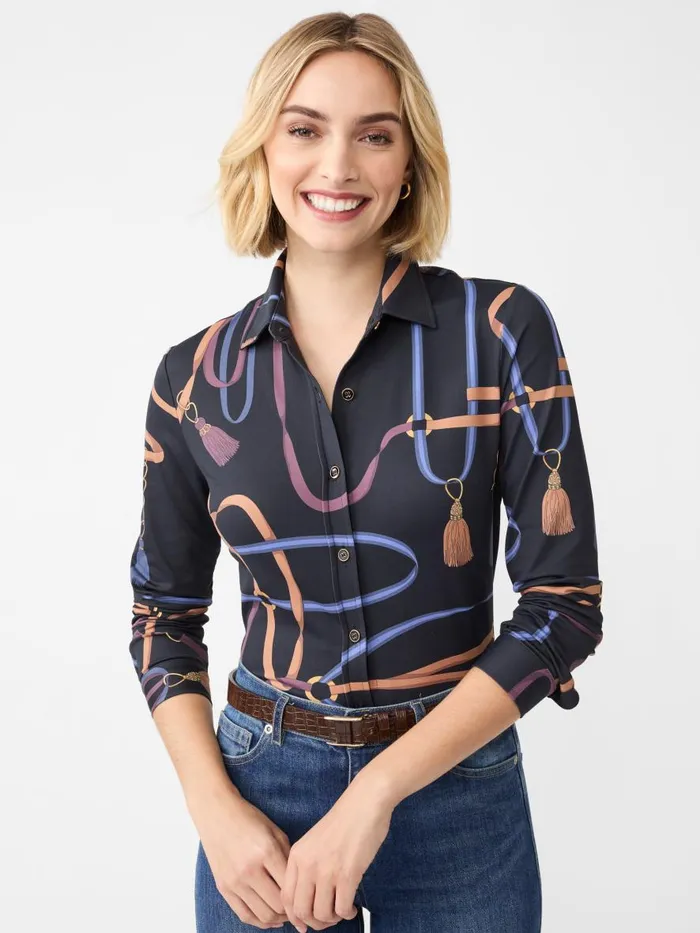 Shirts and Tops Women JMcLaughlin Betty Shirt In Fringe Fete Blackbluepurple