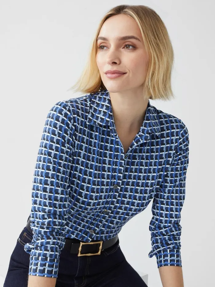Shirts and Tops Women JMcLaughlin Betty Shirt In Marseilles Geo Dark Blueblack