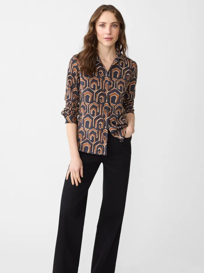 Shirts and Tops Women JMcLaughlin Betty Shirt In Maxi Painted Labrynth Blackcamel Shirts and Tops Women JMcLaughlin Betty Shirt In Maxi Painted Labrynth Blackcamel