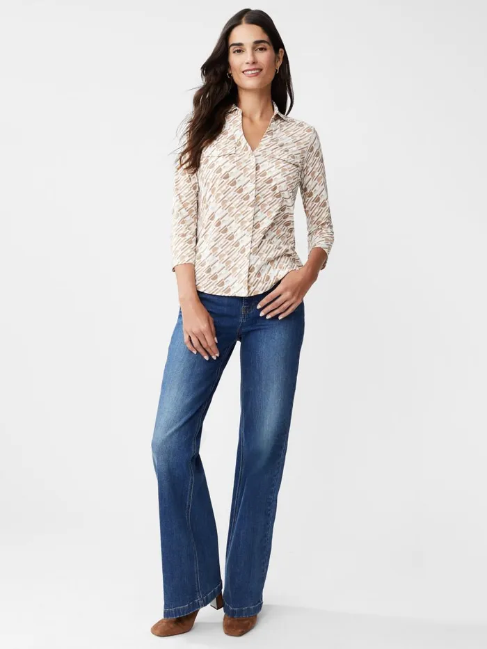 Shirts and Tops Women JMcLaughlin Brynn Lyford Jersey Shirt In Nine Iron Off Whitetan