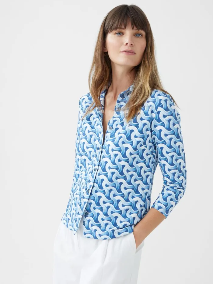 Shirts and Tops Women JMcLaughlin Cornelia 34 Sleeve Shirt In Mini Dream Weaver Dark Blueblue Shirts and Tops Women JMcLaughlin Cornelia 34 Sleeve Shirt In Mini Dream Weaver Dark Blueblue