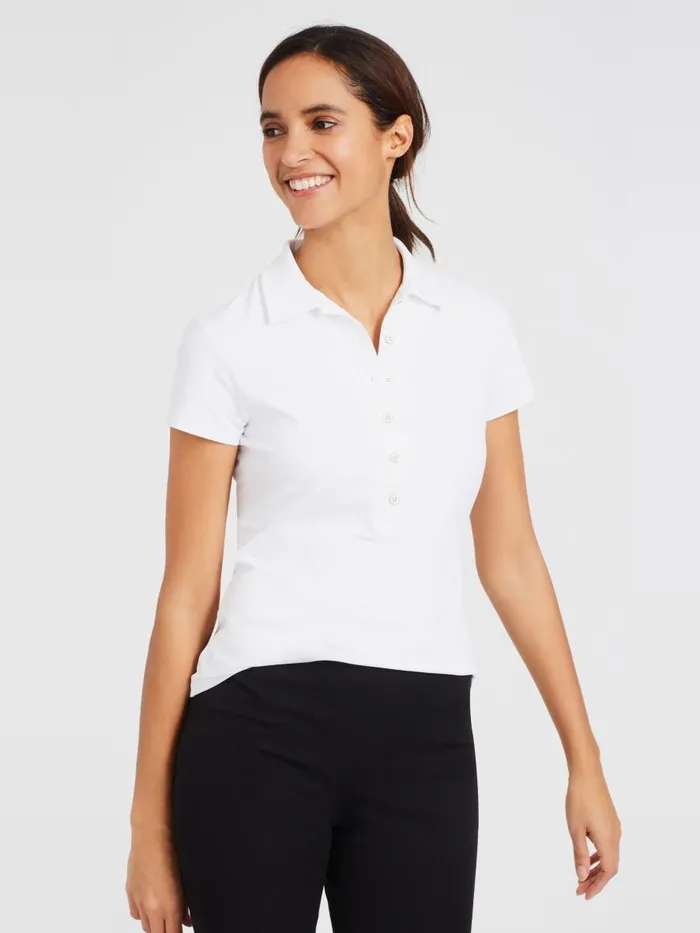 Shirts and Tops Women JMcLaughlin Court Cap Sleeve Polo White