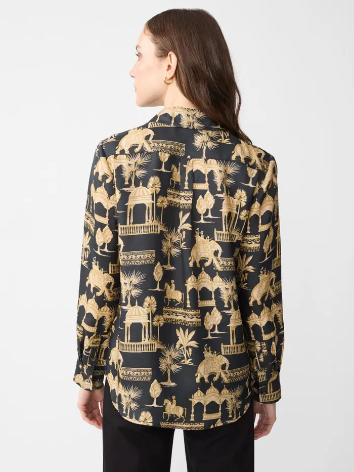 Shirts and Tops Women JMcLaughlin Denver Silk Blend Shirt In Desert Toile Blacksand