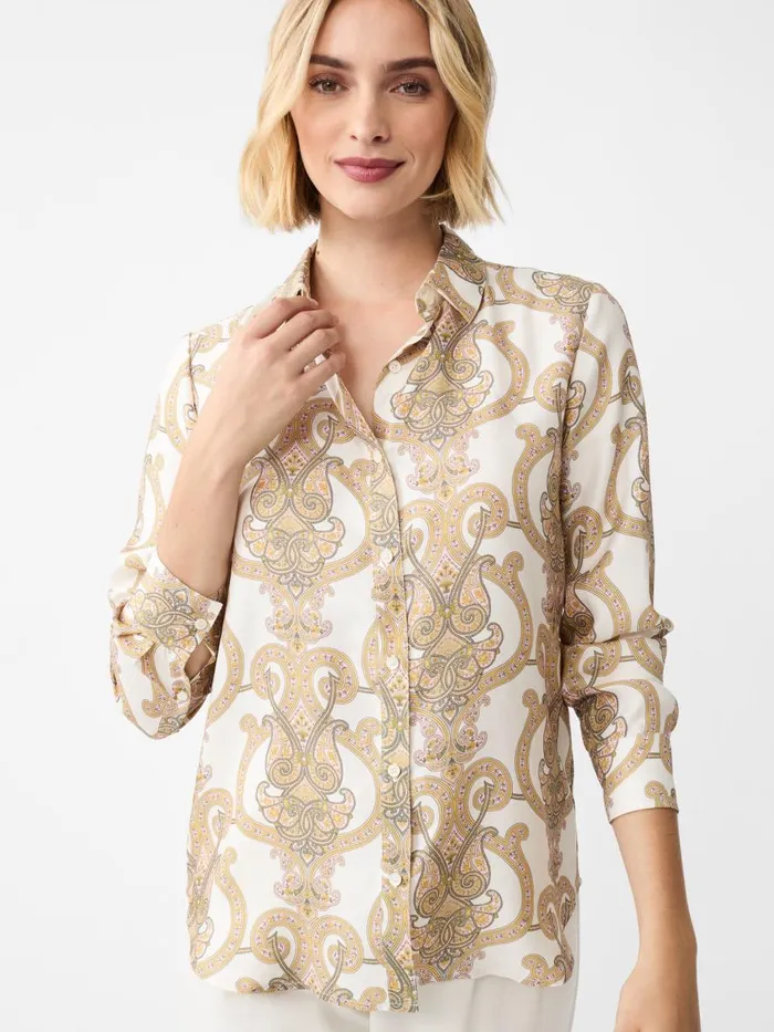 Shirts and Tops Women JMcLaughlin Denver Silk Blend Shirt In Gilded Paisley Creamsand