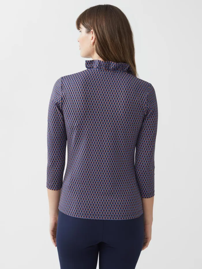Shirts and Tops Women JMcLaughlin Durham Ruffle Top In Rubiks Check Navybrown Shirts and Tops Women JMcLaughlin Durham Ruffle Top In Rubiks Check Navybrown