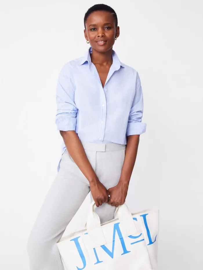 Shirts and Tops Women JMcLaughlin Finn Shirt In Stripe Sky Bluewhite