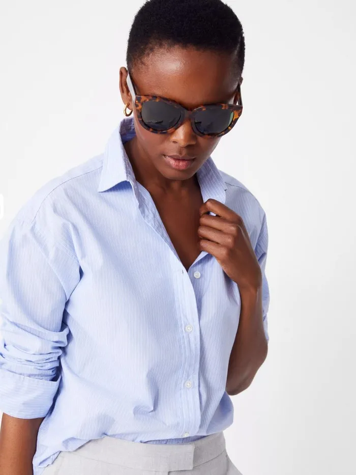 Shirts and Tops Women JMcLaughlin Finn Shirt In Stripe Sky Bluewhite
