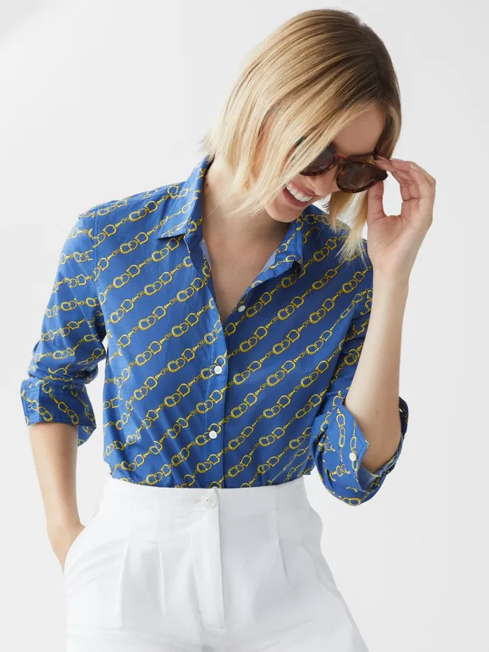 Shirts and Tops Women JMcLaughlin Lois Shirt In Bridle Crest Medium Bluegold