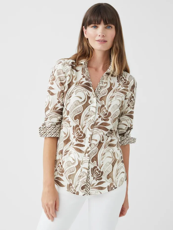 Shirts and Tops Women JMcLaughlin Lois Shirt In Dahlia Deco Dream Creambrown