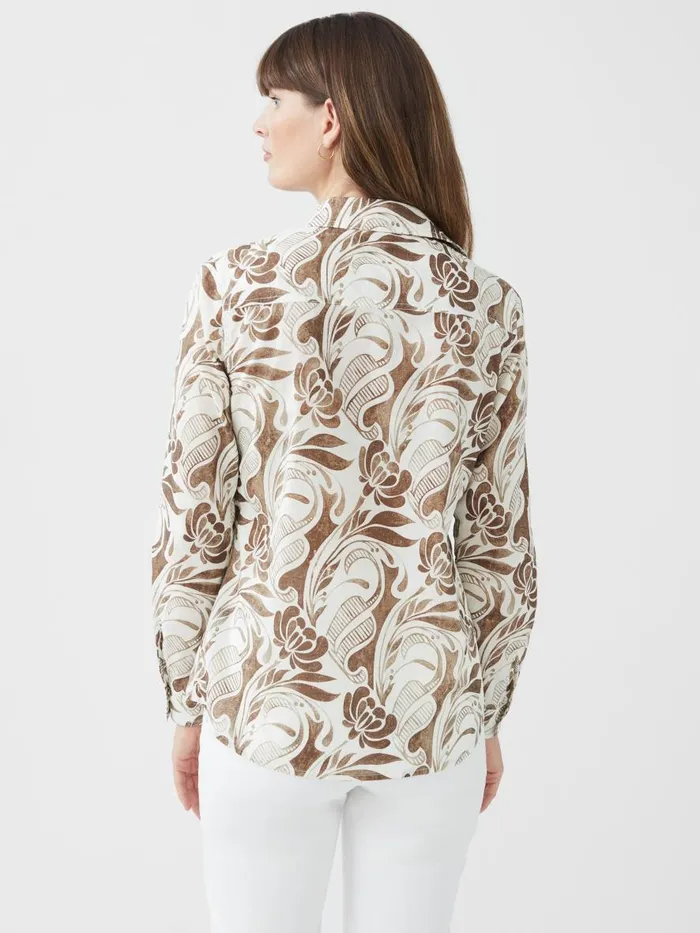 Shirts and Tops Women JMcLaughlin Lois Shirt In Dahlia Deco Dream Creambrown Shirts and Tops Women JMcLaughlin Lois Shirt In Dahlia Deco Dream Creambrown
