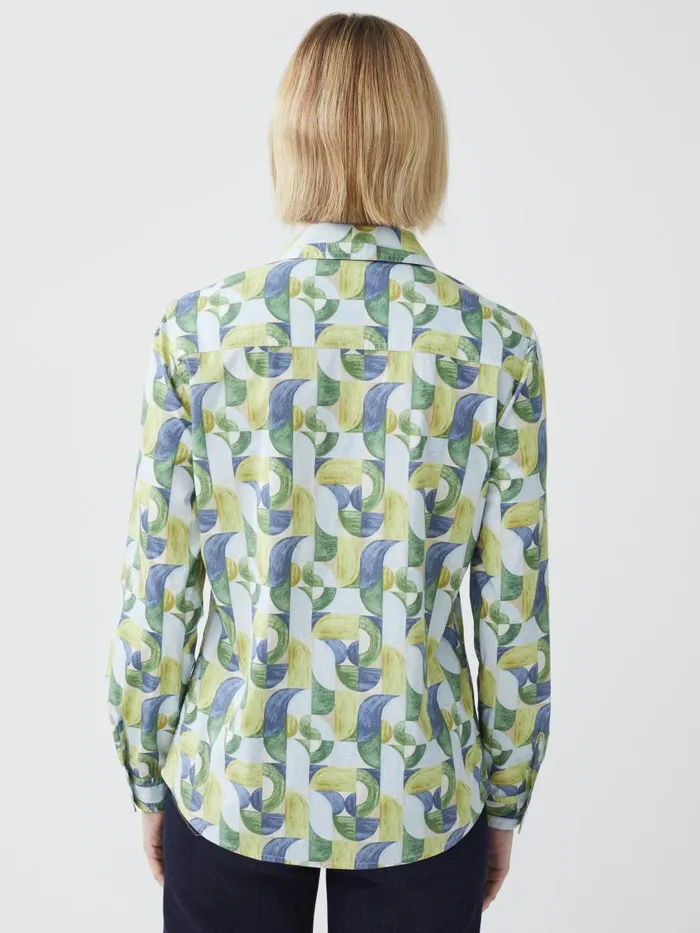 Shirts and Tops Women JMcLaughlin Lois Shirt In Mini Geometric Harmony Light Bluegreennavy
