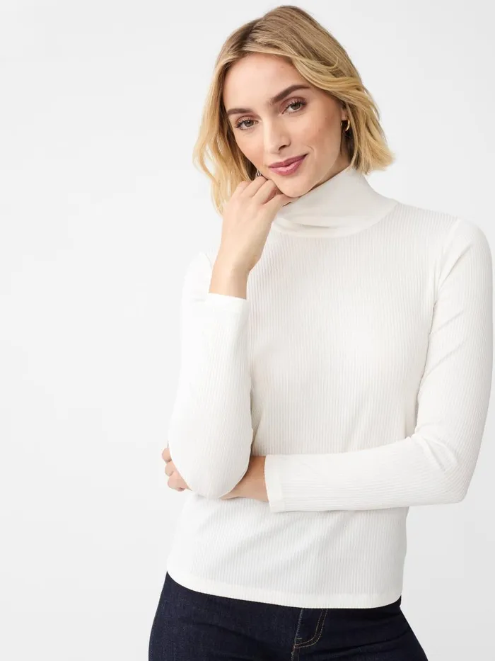 Shirts and Tops Women JMcLaughlin Nadia Metallic Turtleneck Creamsilver