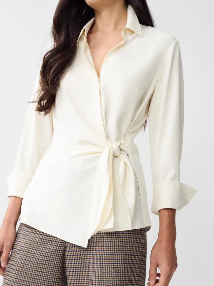 Shirts and Tops Women JMcLaughlin Salma Silk Shirt Egret White Shirts and Tops Women JMcLaughlin Salma Silk Shirt Egret White