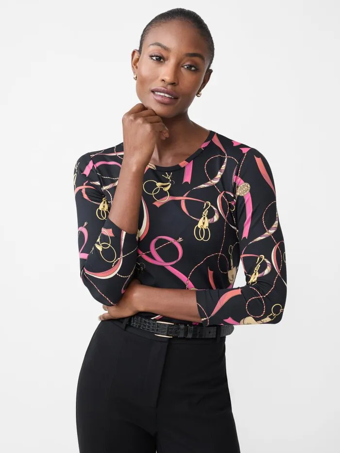 Shirts and Tops Women JMcLaughlin Signature Tee In Neo Sinclair Heraldic Blackred