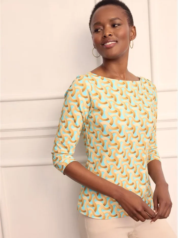Shirts and Tops Women JMcLaughlin Wavesong Tee In Mini Dream Weaver Aquagold