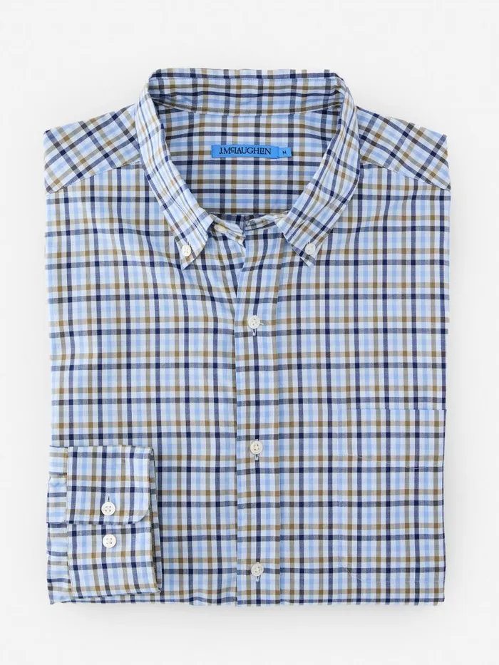 Shirts Men JMcLaughlin Collis Classic Fit Shirt In Check Navybrownlight Blue