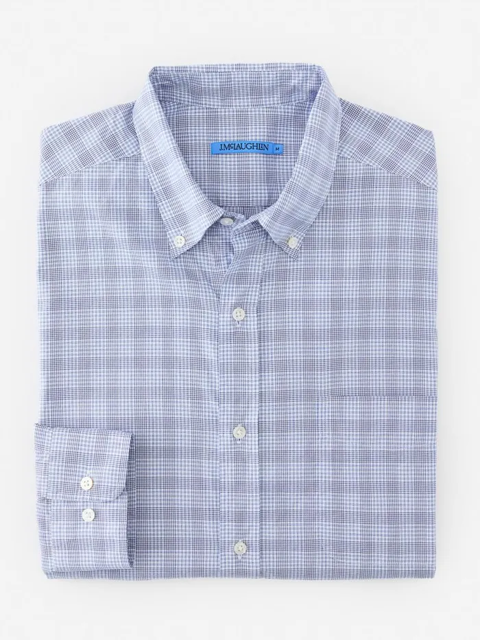 Shirts Men JMcLaughlin Collis Classic Fit Shirt In Glen Plaid Whitebluenavy