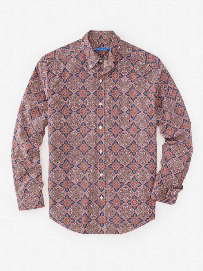 Shirts Men JMcLaughlin Collis Classic Fit Shirt In Mini Paisley Tile Navybrown Shirts Men JMcLaughlin Collis Classic Fit Shirt In Mini Paisley Tile Navybrown