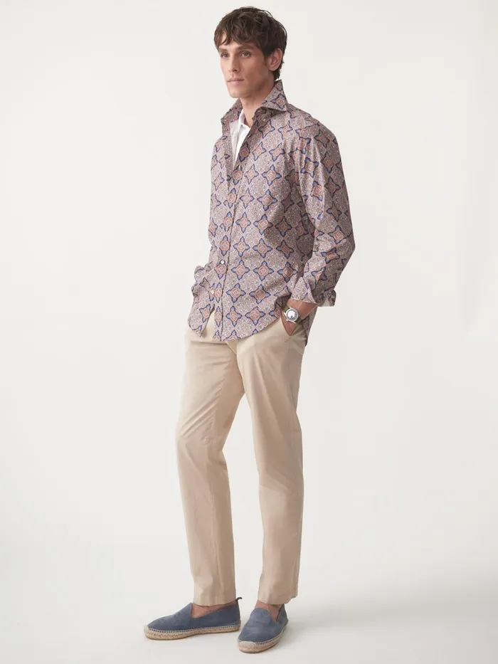 Shirts Men JMcLaughlin Collis Classic Fit Shirt In Mini Paisley Tile Navybrown Shirts Men JMcLaughlin Collis Classic Fit Shirt In Mini Paisley Tile Navybrown