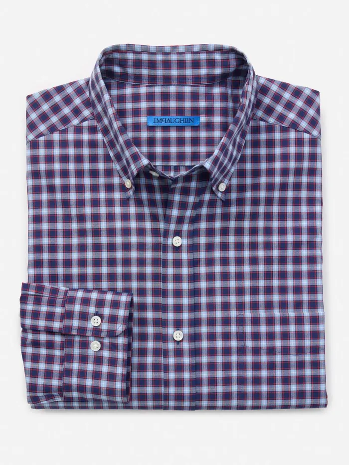 Shirts Men JMcLaughlin Collis Classic Fit Shirt In Mini Window Pane Rednavylight Blue Shirts Men JMcLaughlin Collis Classic Fit Shirt In Mini Window Pane Rednavylight Blue