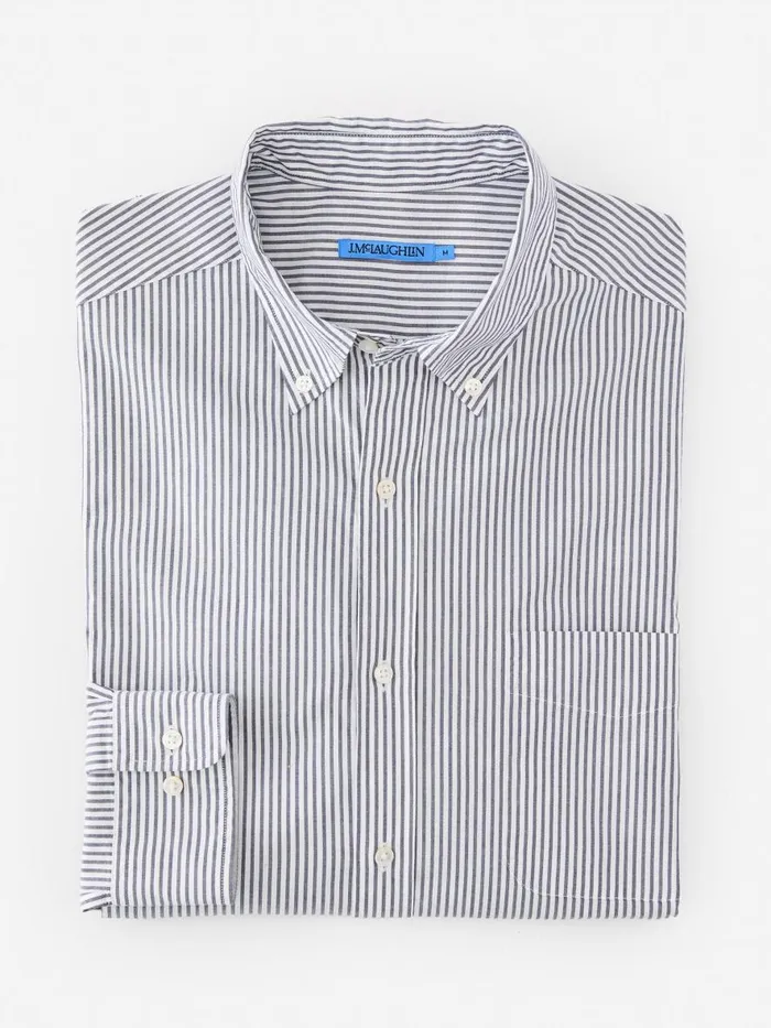 Shirts Men JMcLaughlin Collis Classic Fit Shirt In Stripe Navywhite