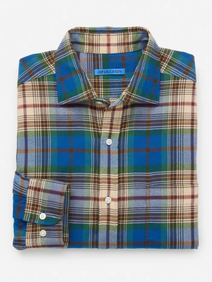 Shirts Men JMcLaughlin Dobson Classic Fit Flannel Shirt In Plaid Burgundygreenblue Shirts Men JMcLaughlin Dobson Classic Fit Flannel Shirt In Plaid Burgundygreenblue