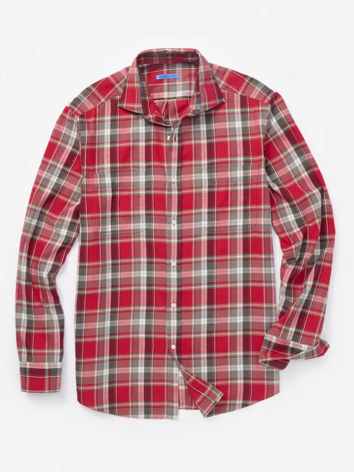 Shirts Men JMcLaughlin Dobson Classic Fit Flannel Shirt In Plaid Redblackwhite Shirts Men JMcLaughlin Dobson Classic Fit Flannel Shirt In Plaid Redblackwhite