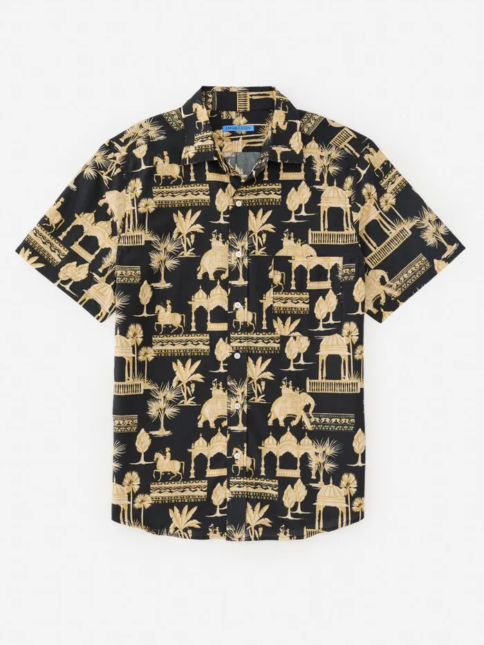 Shirts Men JMcLaughlin Irons Silk Blend Shirt In Desert Toile Dark Navy Shirts Men JMcLaughlin Irons Silk Blend Shirt In Desert Toile Dark Navy