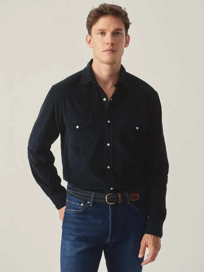 Shirts Men JMcLaughlin Scotto Cord Shirt Navy