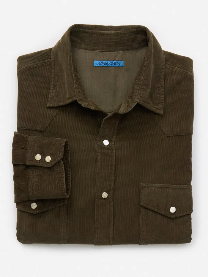 Shirts Men JMcLaughlin Scotto Cord Shirt Olive Shirts Men JMcLaughlin Scotto Cord Shirt Olive
