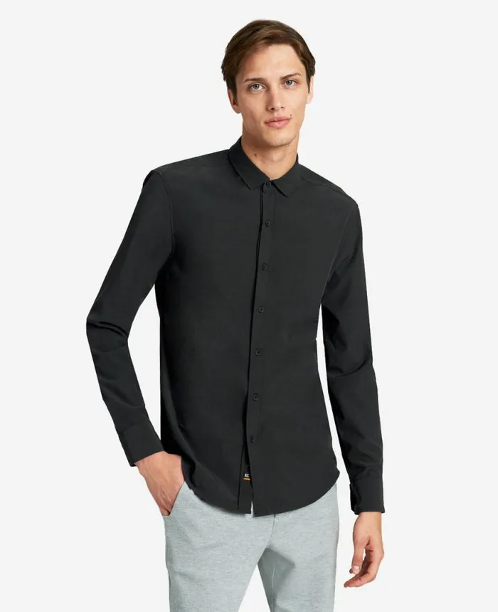 Shirts Men Kenneth Cole Stretch Solid ButtonDown Shirt Black