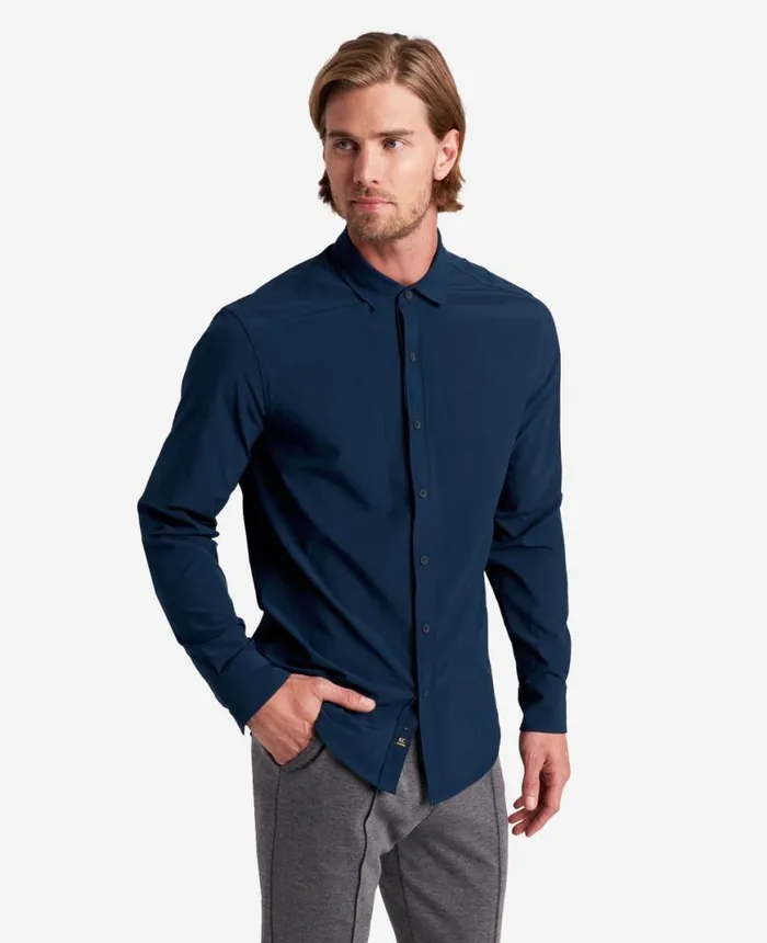Shirts Men Kenneth Cole Stretch Solid ButtonDown Shirt Navy