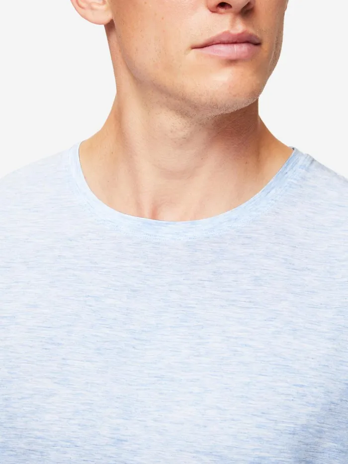 Short Sleeve TShirts Men Derek Rose TShirt Ethan Micro Modal Stretch Light Blue Marl Short Sleeve TShirts Men Derek Rose TShirt Ethan Micro Modal Stretch Light Blue Marl