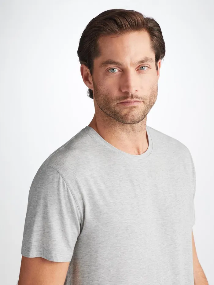 Short Sleeve TShirts Men Derek Rose TShirt Ethan Micro Modal Stretch Silver Marl Short Sleeve TShirts Men Derek Rose TShirt Ethan Micro Modal Stretch Silver Marl