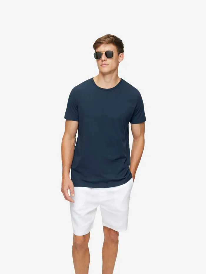 Short Sleeve TShirts Men Derek Rose TShirt Riley Pima Cotton Navy