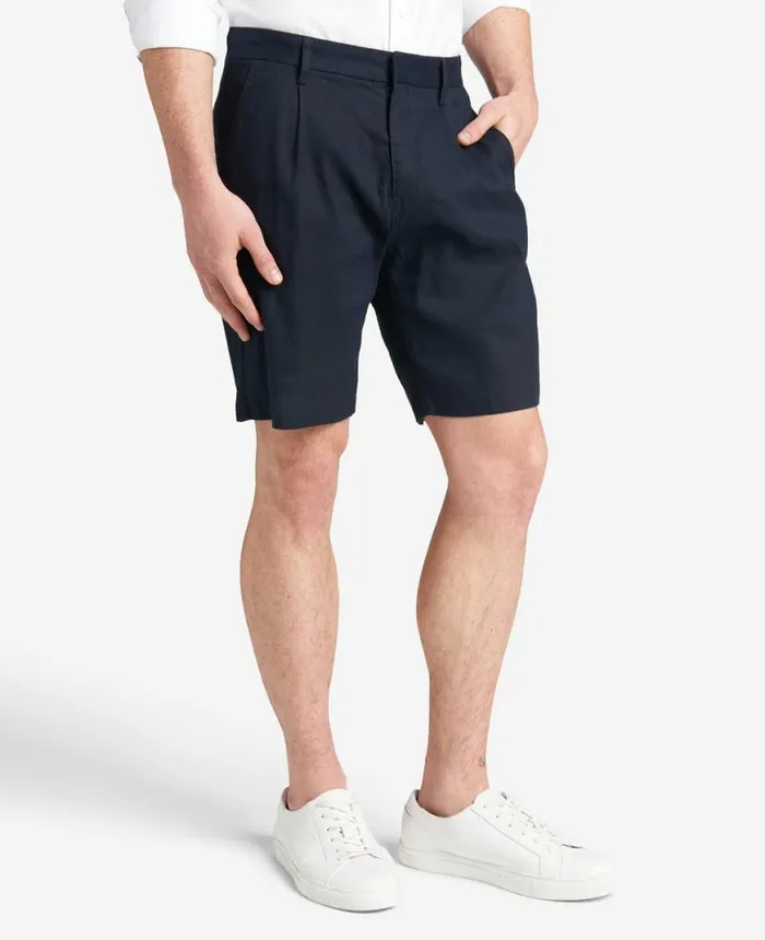 Shorts Men Kenneth Cole Performance Pleated Linen Short Navy