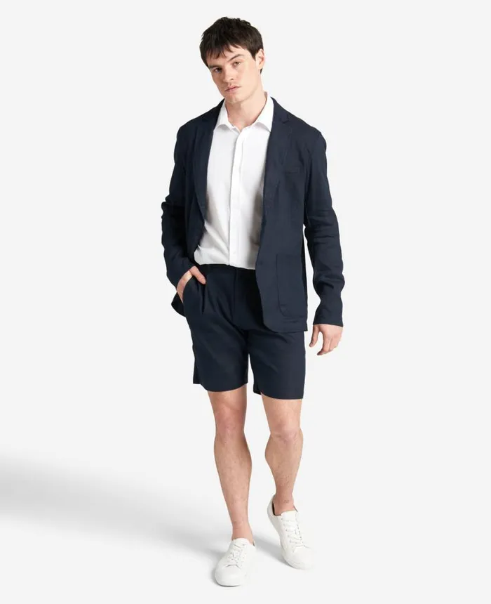 Shorts Men Kenneth Cole Performance Pleated Linen Short Navy Shorts Men Kenneth Cole Performance Pleated Linen Short Navy