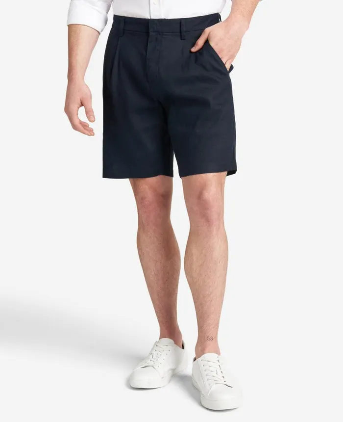 Shorts Men Kenneth Cole Performance Pleated Linen Short Navy Shorts Men Kenneth Cole Performance Pleated Linen Short Navy