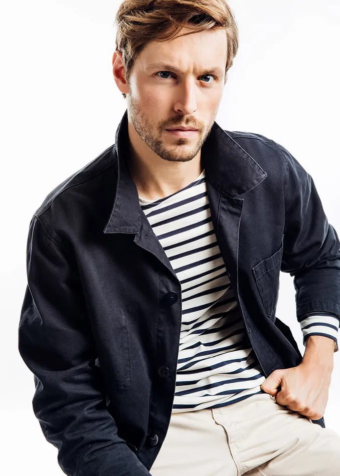 Sirocco Ii Navy French Chore Jacket Workwear Cotton Canvas Navy Men Saint James Coats and Raincoats